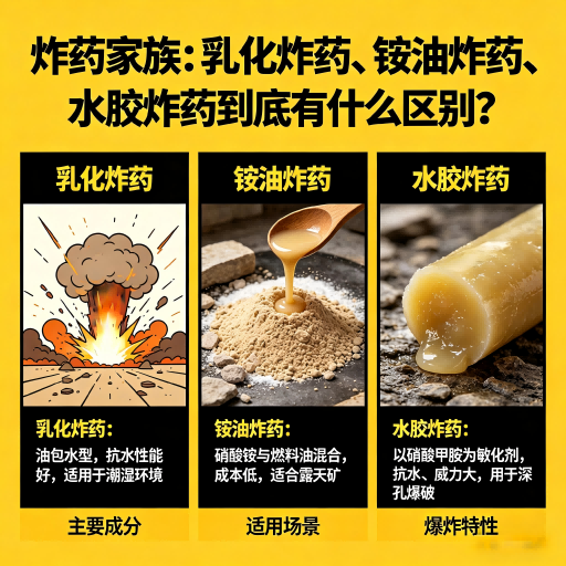博爱炸药家族：乳化炸药、铵油炸药、水胶炸药到底有什么区别？